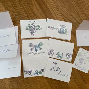 6 EMBOSSED Dragonfly Theme Cards Hand Made